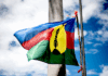 The indigenous Kanaky flag adopted in 1983 and usually flown alongside the French tricolour under the Nouméa Accord
