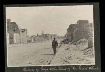 Caption reads "ruins of Gaza at the time of the Great Attack". 1917.