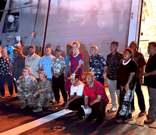 During the visit of the USS Cincinnati to Majuro in July, Marshallese veterans were honoured with a dinner and programme on board the US Navy vessel