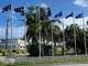 Flags from most of the Micronesian islands participating in the regional summit this week fly outside the International Conference Center