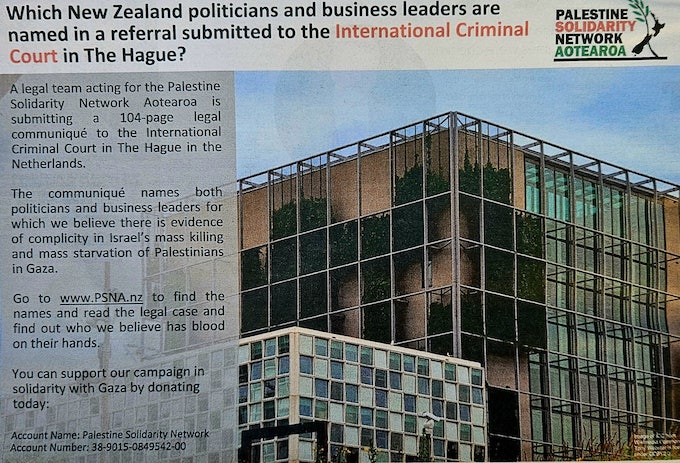 Which NZ politicians and business leaders have been referred by the PSNA to the ICC?