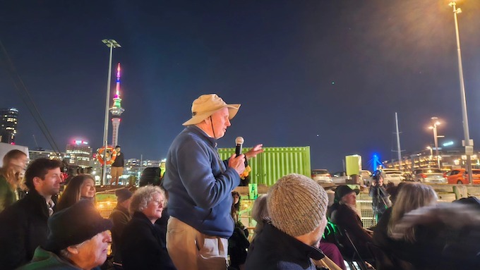 A question during the open mike session on board the Rainbow Warrior.