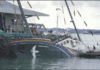 The bombed Rainbow Warrior next morning