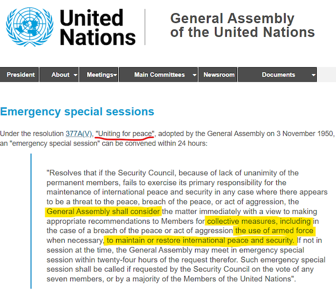 The Uniting for Peace resolution.