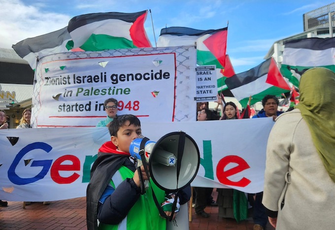 Viaduct protest 26 July 2025 New Zealand pro-Palestinian protesters march against genocide