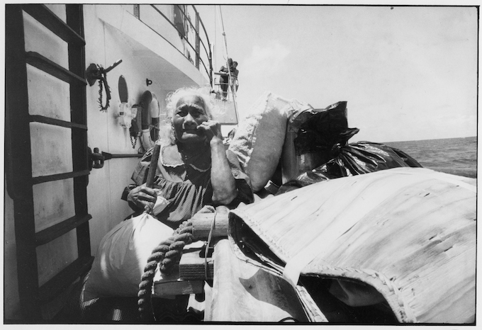 p60_rw_ladyonboard copy 680wide One of many Rongelap people who had to leave their ancestral home via the Rainbow Warrior due to nuclear