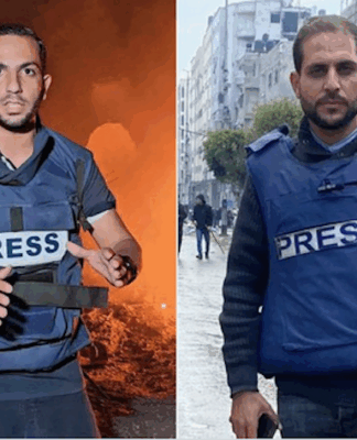 Assassinated by the Israeli military, Anas Al-Sharif (left) and Mohammed Qaryaq