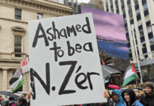 Protesters at last weekend's rally and march in Tāmaki Makaurau Auckland condemned New Zealand's policy over Gaza
