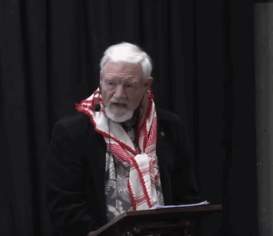 Journalist and author Dr David Robie speaking to the Fabian Society