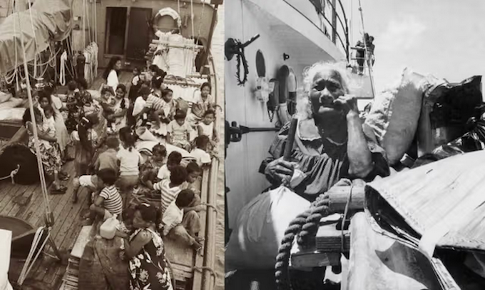 Eyes of Fire RW 680wide Nuclear refugees from Rongelap in the Marshall Islands being evacuated on board the Rainbow Warrior to Mejatto island in May 1985