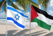 Rival flags of influence in the Pacific - Israel and Palestine