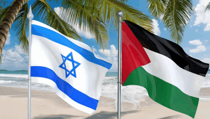 Rival flags of influence in the Pacific - Israel and Palestine