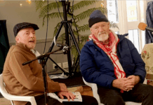 Journalists and activists Jeremy Rose and David Robie in conversation at the Aro Valley Peace Talks
