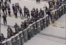 Indonesian security forces clash with West Papuan protesters in Manokwari, Sorong, today