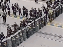 Indonesian security forces clash with West Papuan protesters in Manokwari, Sorong, today