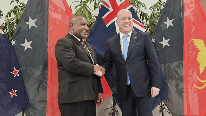 NZ announces support package, new High Commission building in PNG New Zealand Prime Minister Christopher Luxon (right), with Papua New Guinea Prime Minister James Marape