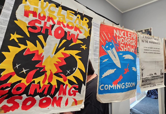 Posters from the nuclear-free exhibition at the Aro Community Centre