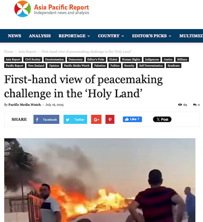 "Firsthand view of peacemaking challenge in the 'Holy Land'."