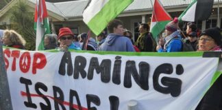 New Zealand protesters at the weekly demonstration against the Israeli genocide in Gaza in Auckland