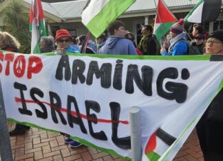 New Zealand protesters at the weekly demonstration against the Israeli genocide in Gaza in Auckland