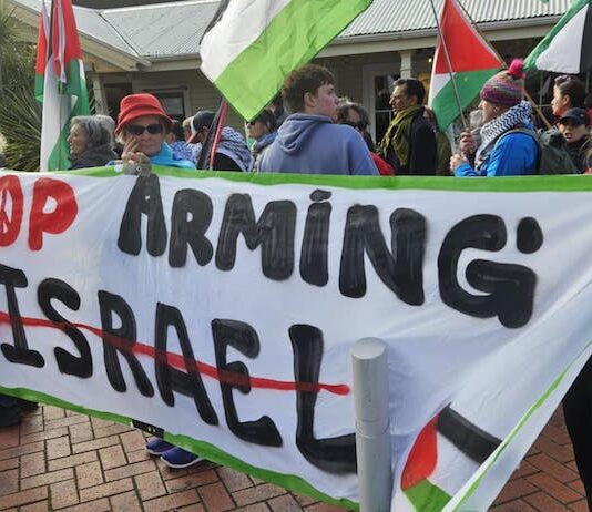 New Zealand protesters at the weekly demonstration against the Israeli genocide in Gaza in Auckland