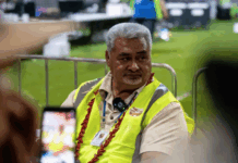 Samoa's Electoral Commissioner Toleafoa Tuiafelolo Alexander Stanley briefing the media on election day