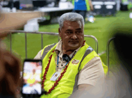 Samoa's Electoral Commissioner Toleafoa Tuiafelolo Alexander Stanley briefing the media on election day