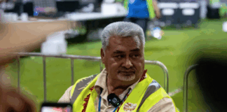 Samoa's Electoral Commissioner Toleafoa Tuiafelolo Alexander Stanley briefing the media on election day