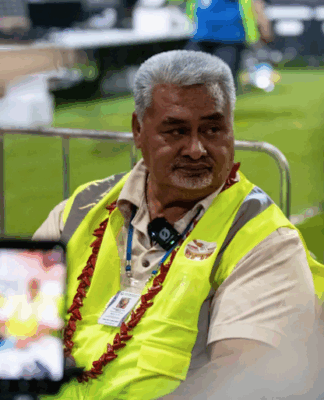 Samoa's Electoral Commissioner Toleafoa Tuiafelolo Alexander Stanley briefing the media on election day