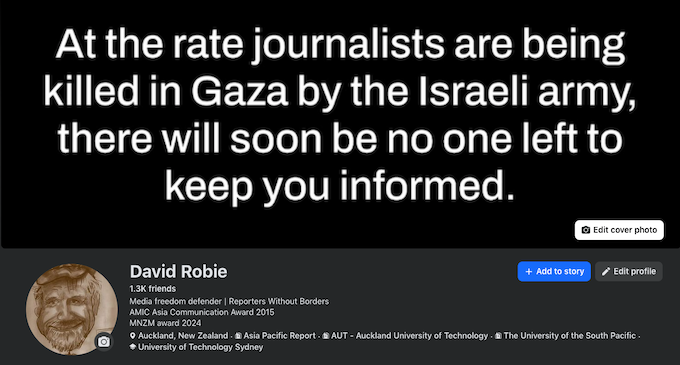 One of Asia Pacific Report editor David Robie's "blacked out" social media pages