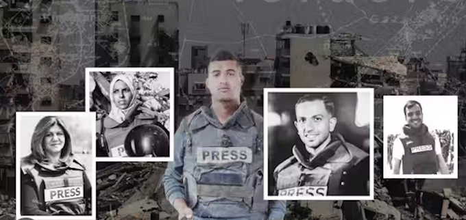 A montage of killed Palestinian journalists