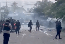 Indonesian security forces fire tear gas to quell protests at Manokwari