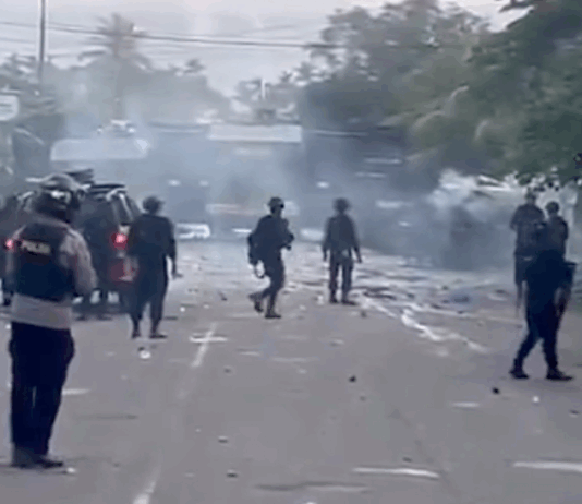Indonesian security forces fire tear gas to quell protests at Manokwari