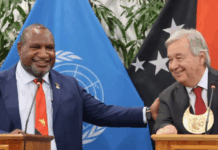 PNG Prime Minister James Marape (left) held bilateral discussions with the United Nations Secretary-General