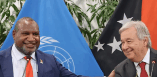 PNG Prime Minister James Marape (left) held bilateral discussions with the United Nations Secretary-General
