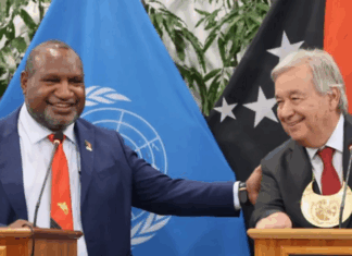 PNG Prime Minister James Marape (left) held bilateral discussions with the United Nations Secretary-General