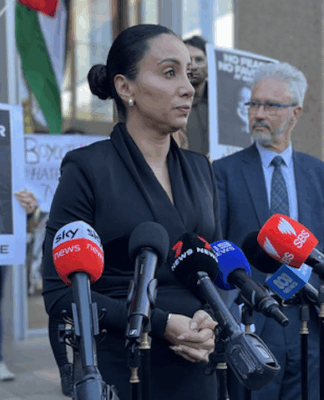 Lebanese-Australian journalist Antoinette Lattouf speaks