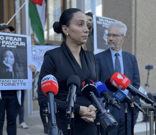 Lebanese-Australian journalist Antoinette Lattouf speaks