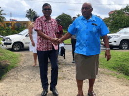 ‘Political chaos’ – Fiji PM Rabuka confirms Biman Prasad’s resignation Professor Biman Prasad (left) and Prime Minister Sitiveni Rabuka in December 2022
