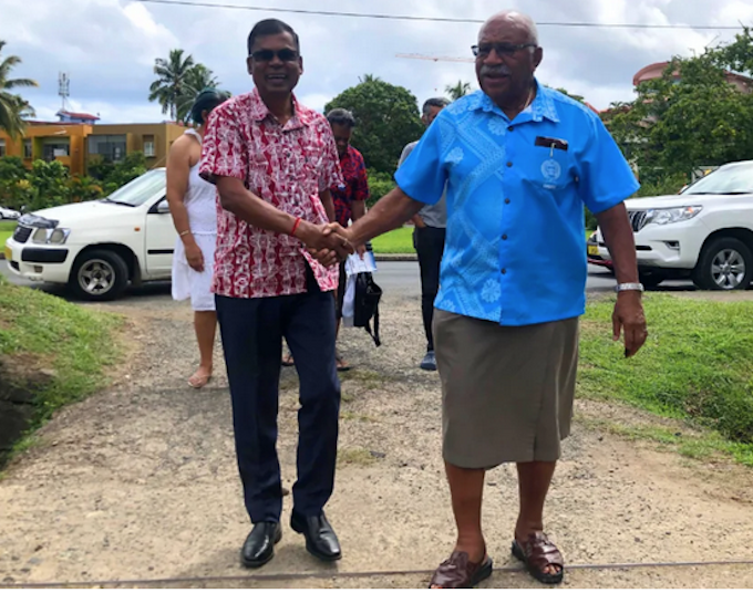 Biman Prasad & Rabuka RNZ 680wide Professor Biman Prasad (left) and Prime Minister Sitiveni Rabuka in December 2022