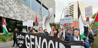 PSNA condemns Collins for ‘can’t be trusted’ stance on Gaza over satellites Protesters accusing Rocket Lab and the New Zealand government of being complicit in Israel's genocide in Gaza