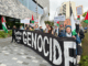 Protesters accusing Rocket Lab and the New Zealand government of being complicit in Israel's genocide in Gaza