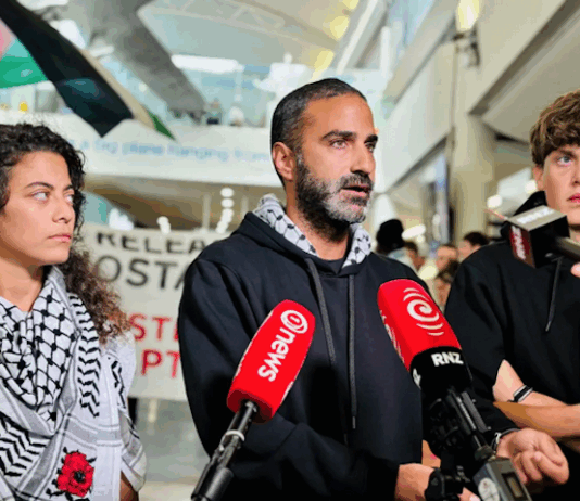 Back in Aotearoa at Auckland International Airport today after the Israeli military abducted Global Sumud Flotilla participants on international waters heading for Gaza last month