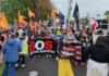 Protesters in New Zealand's "mega strike" today
