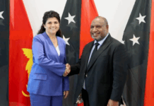 Israel’s Deputy Foreign Minister Sharren Haskel with Prime Minister James Marape