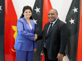Israel’s Deputy Foreign Minister Sharren Haskel with Prime Minister James Marape