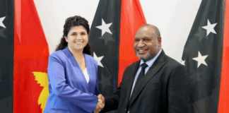 Israel’s Deputy Foreign Minister Sharren Haskel with Prime Minister James Marape