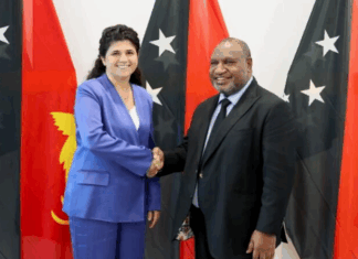 Netanyahu praises Papua New Guinea with ‘deep gratitude’ for backing Israel Israel’s Deputy Foreign Minister Sharren Haskel with Prime Minister James Marape