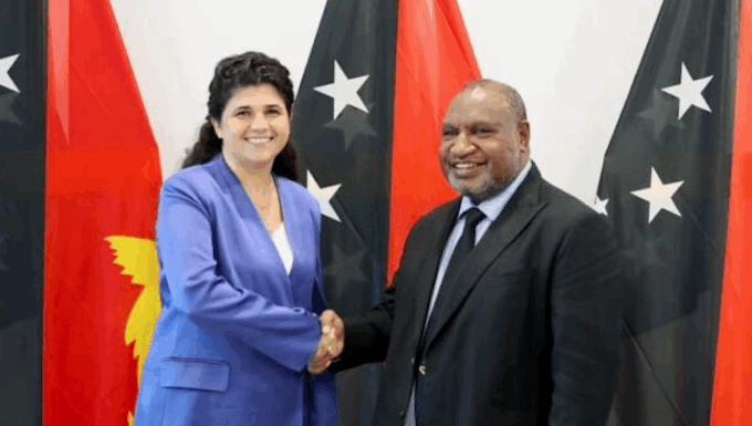 Israel’s Deputy Foreign Minister Sharren Haskel with Prime Minister James Marape