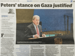 Columnist Matthew Hooton's article justifying Foreign Minister Winston Peters' stance on Palestine